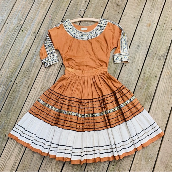Vintage Dresses & Skirts - Vintage 50s Tuscan Patio Fiesta 2 Piece Set